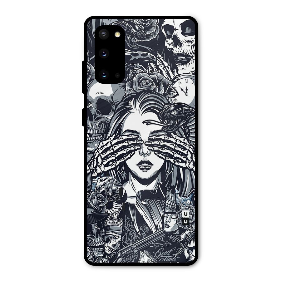 Vintage Skulls and Girl Style Metal Back Case for Galaxy S20