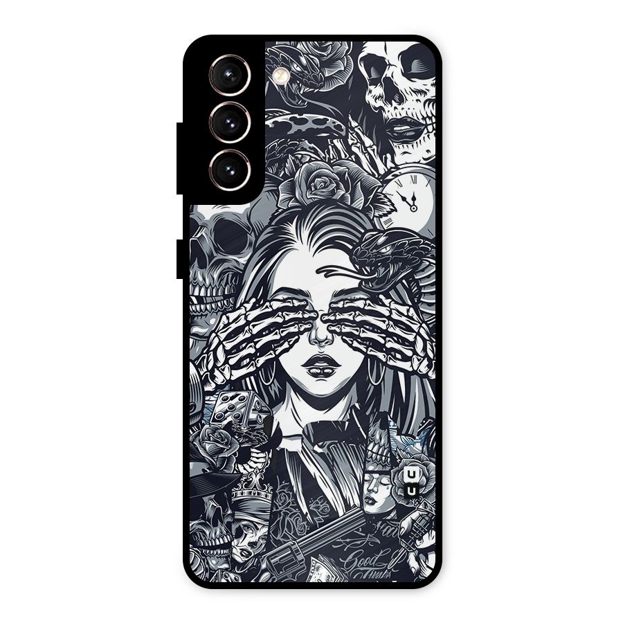 Vintage Skulls and Girl Style Metal Back Case for Galaxy S21 5G