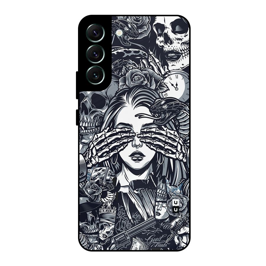 Vintage Skulls and Girl Style Metal Back Case for Galaxy S22 Plus 5G