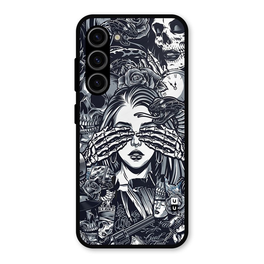 Vintage Skulls and Girl Style Metal Back Case for Galaxy S23