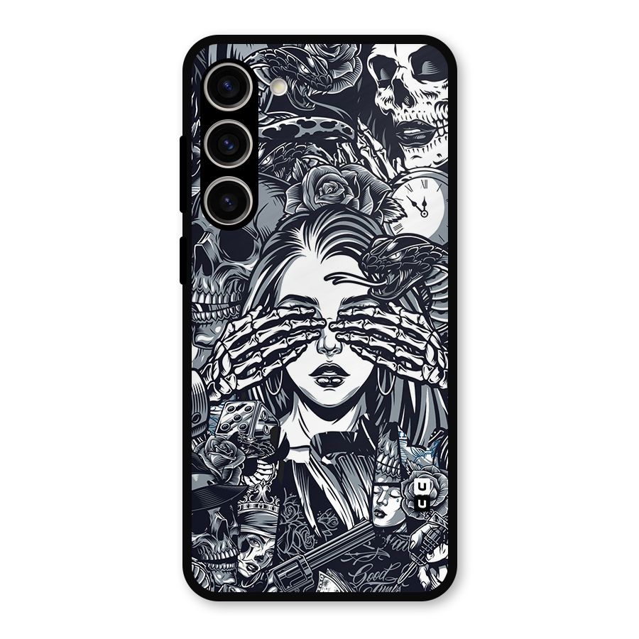 Vintage Skulls and Girl Style Metal Back Case for Galaxy S23 Plus
