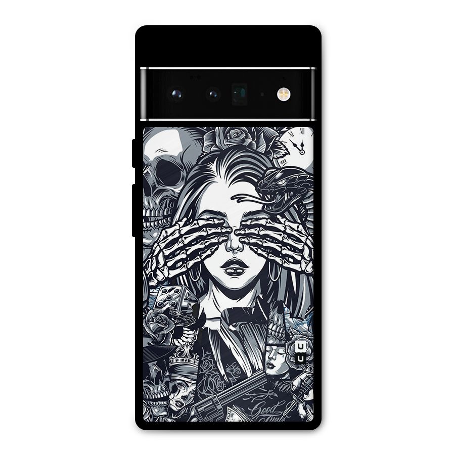 Vintage Skulls and Girl Style Metal Back Case for Google Pixel 6 Pro