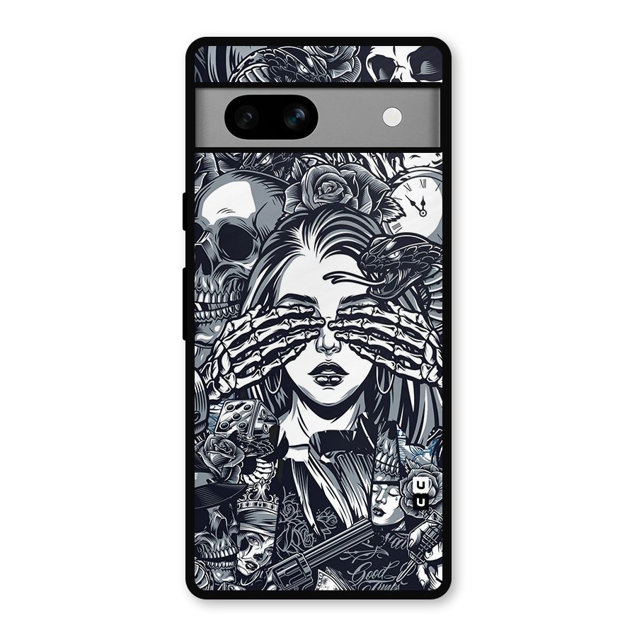 Vintage Skulls and Girl Style Metal Back Case for Google Pixel 7a