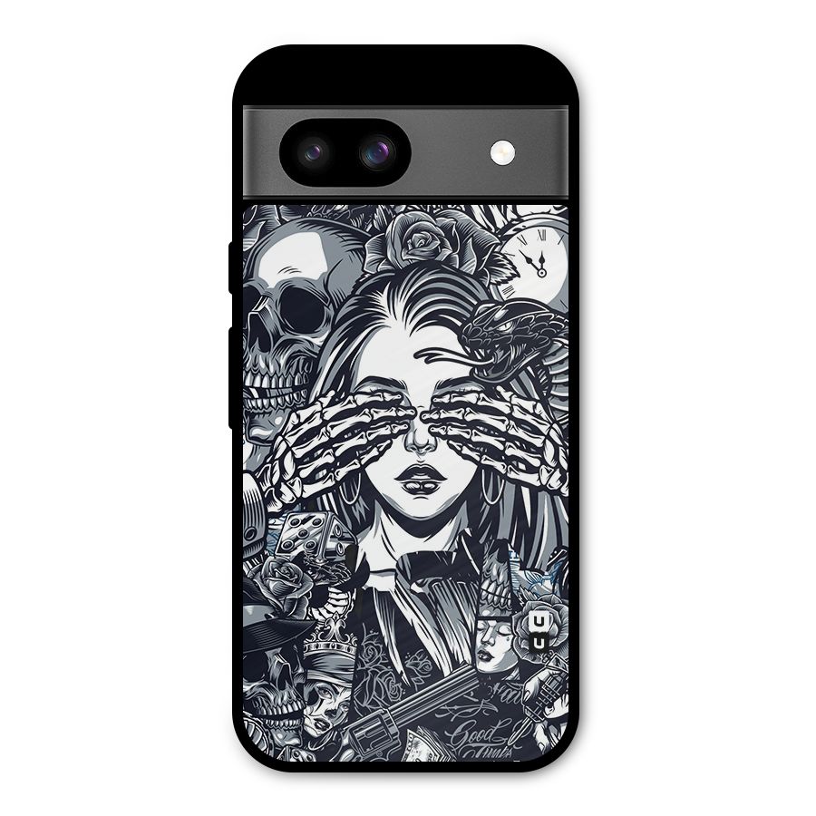 Vintage Skulls and Girl Style Metal Back Case for Google Pixel 8a
