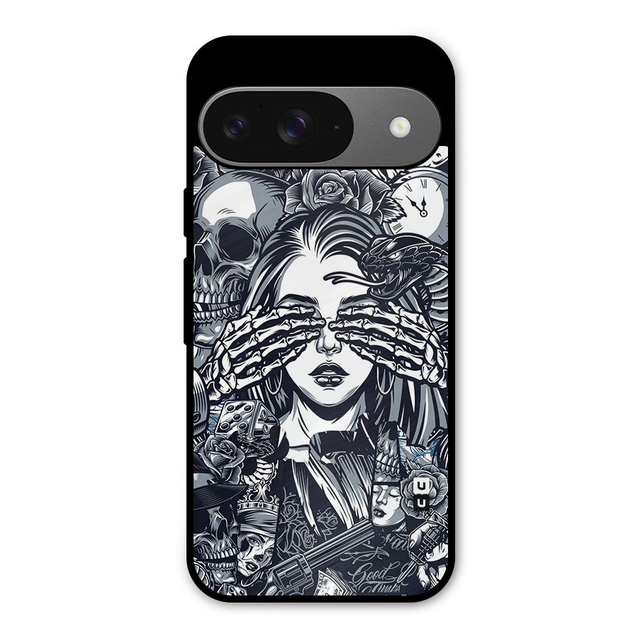 Vintage Skulls and Girl Style Metal Back Case for Google Pixel 9