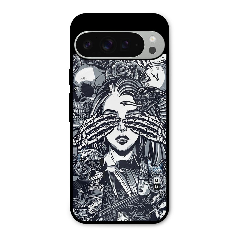 Vintage Skulls and Girl Style Metal Back Case for Google Pixel 9 Pro XL
