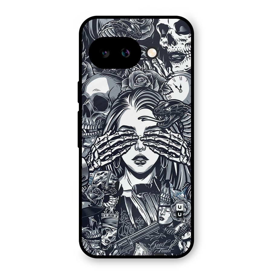 Vintage Skulls and Girl Style Metal Back Case for Google Pixel 9a