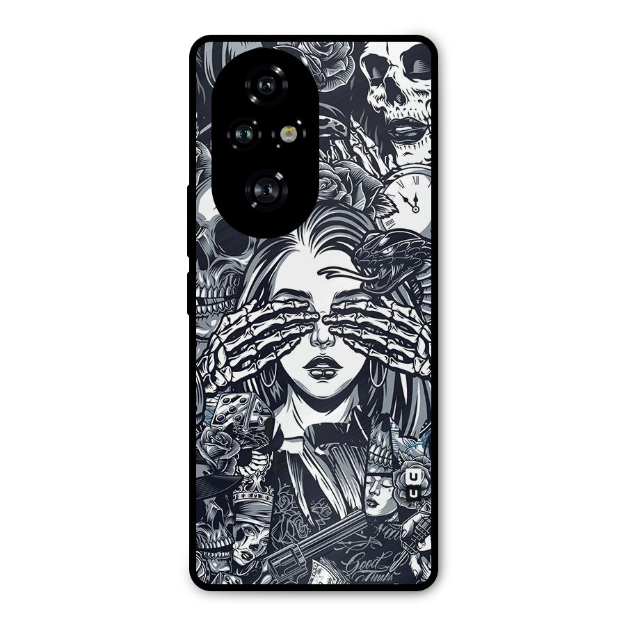 Vintage Skulls and Girl Style Metal Back Case for Honor 200 Pro