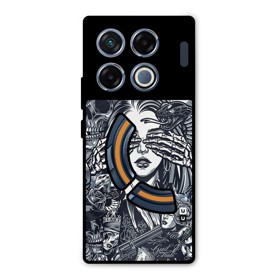 Vintage Skulls and Girl Style Metal Back Case for Infinix GT 20 Pro
