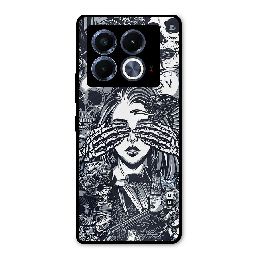 Vintage Skulls and Girl Style Metal Back Case for Infinix Note 40 5G