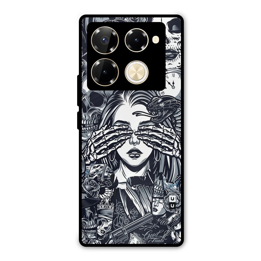 Vintage Skulls and Girl Style Metal Back Case for Infinix Note 40 Pro