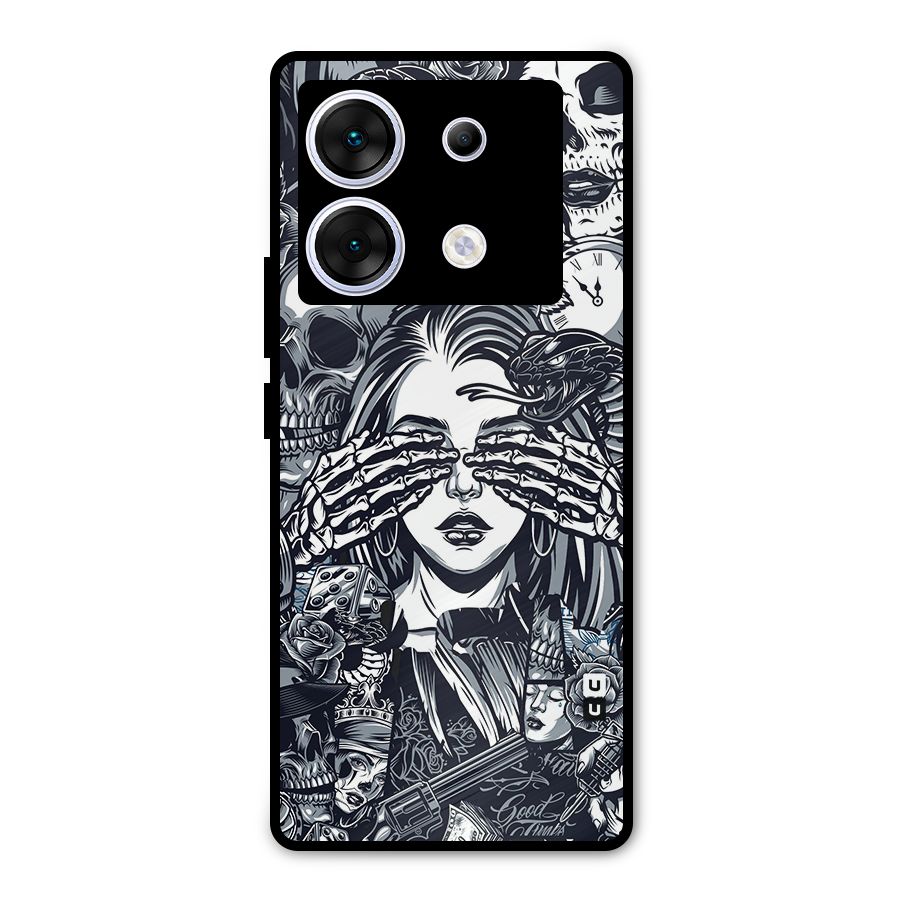 Vintage Skulls and Girl Style Metal Back Case for Infinix Zero 30 5G
