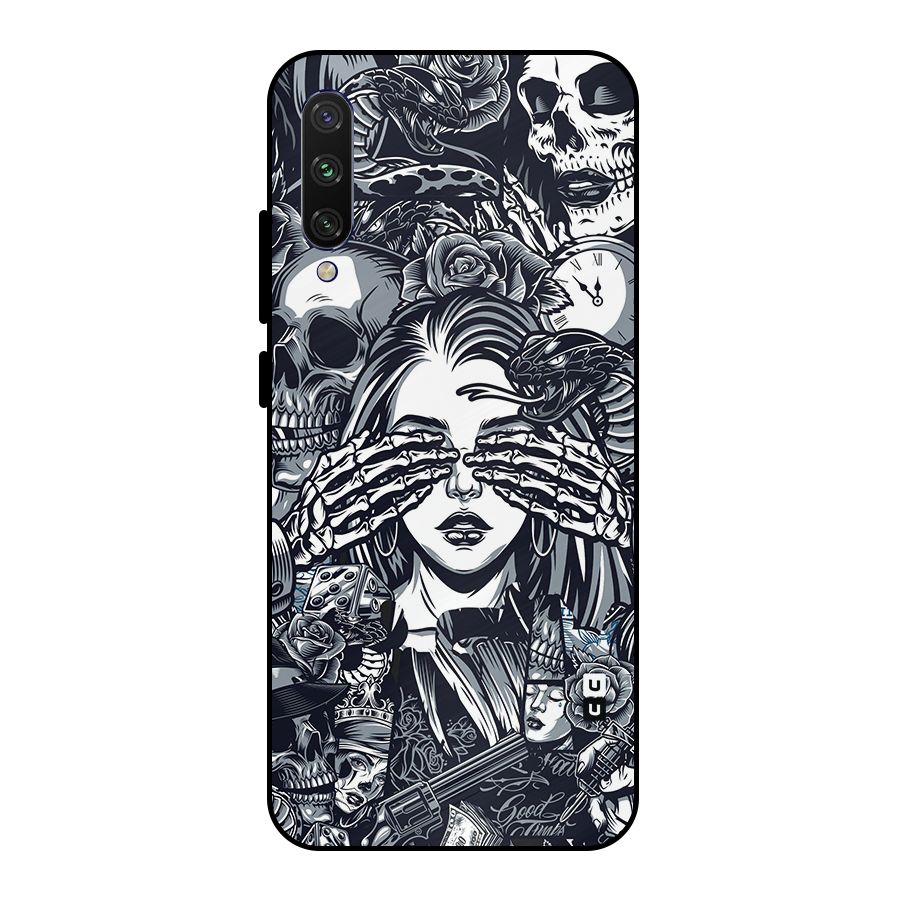 Vintage Skulls and Girl Style Metal Back Case for Mi A3