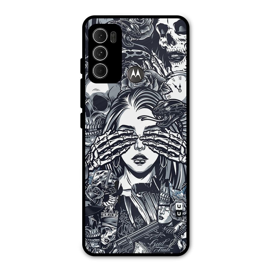 Vintage Skulls and Girl Style Metal Back Case for Moto G60