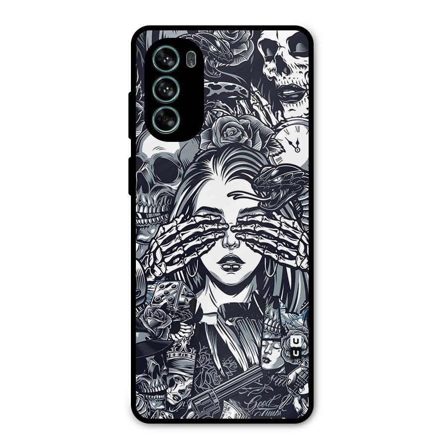 Vintage Skulls and Girl Style Metal Back Case for Moto G62