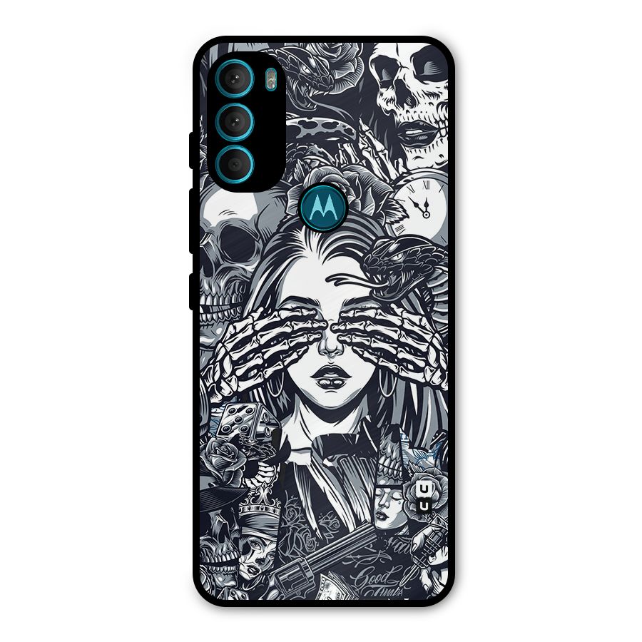 Vintage Skulls and Girl Style Metal Back Case for Moto G71 5G