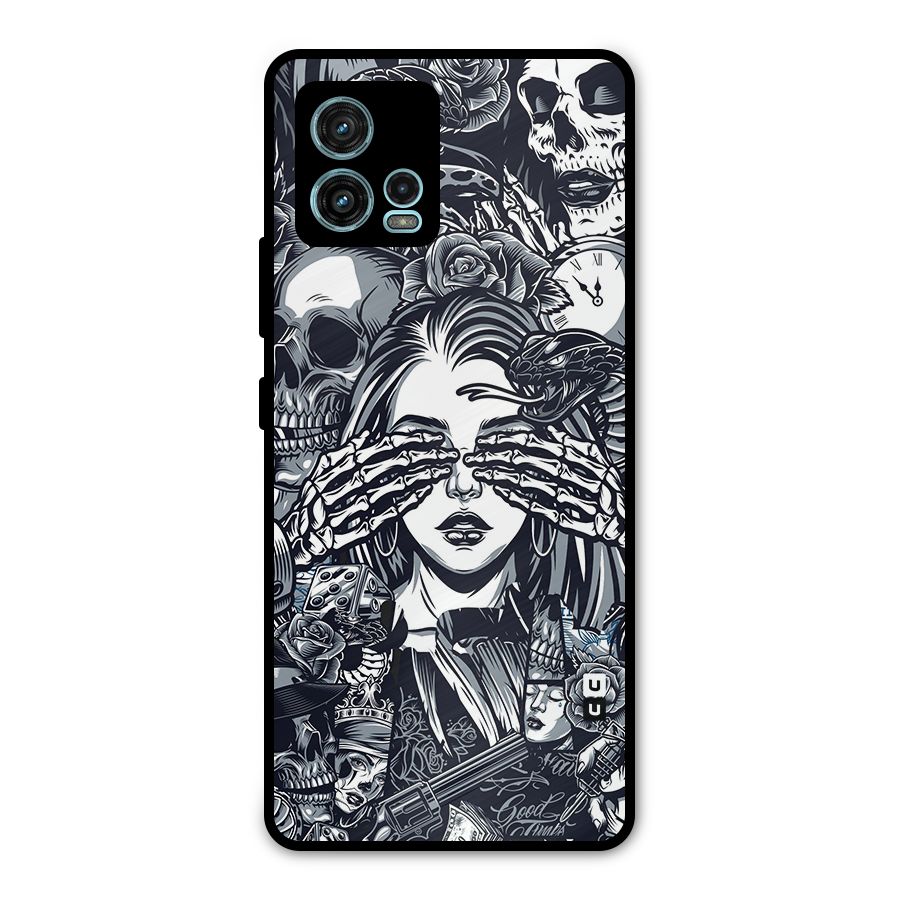 Vintage Skulls and Girl Style Metal Back Case for Moto G72
