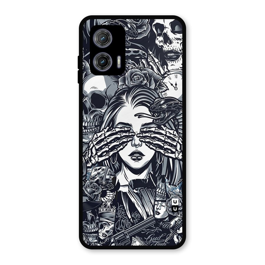 Vintage Skulls and Girl Style Metal Back Case for Moto G73