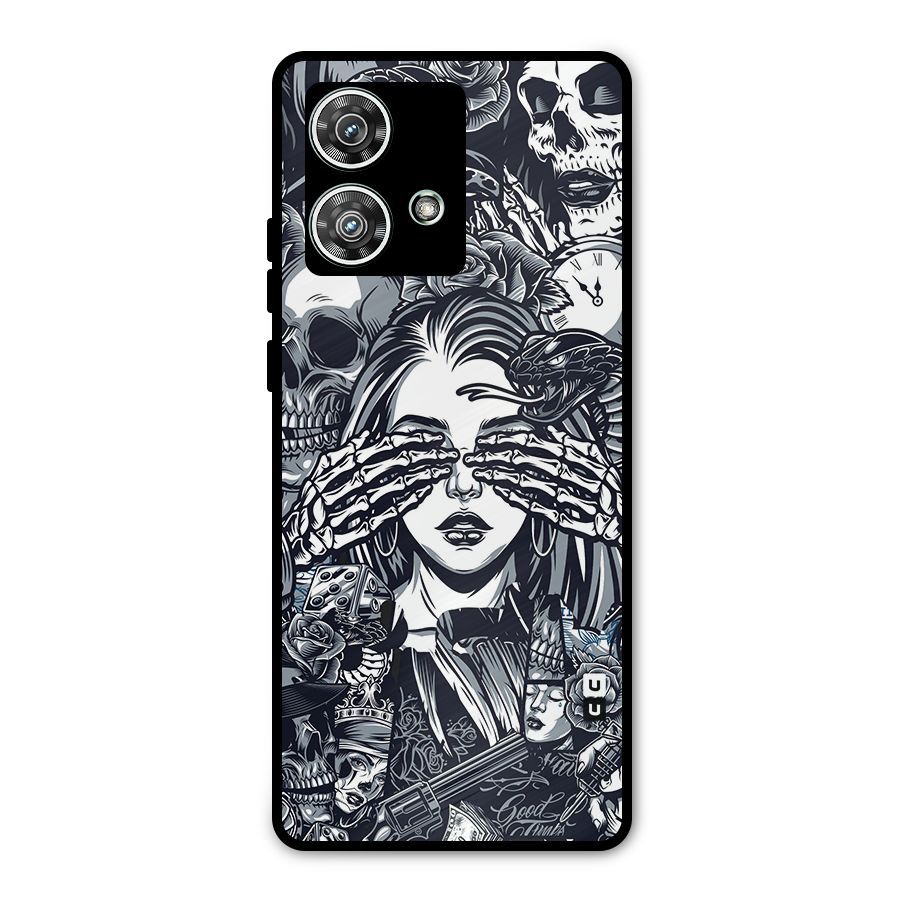 Vintage Skulls and Girl Style Metal Back Case for Motorola Edge 40 Neo
