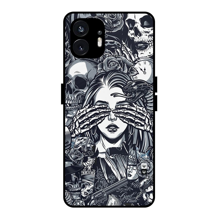 Vintage Skulls and Girl Style Metal Back Case for Nothing Phone 2