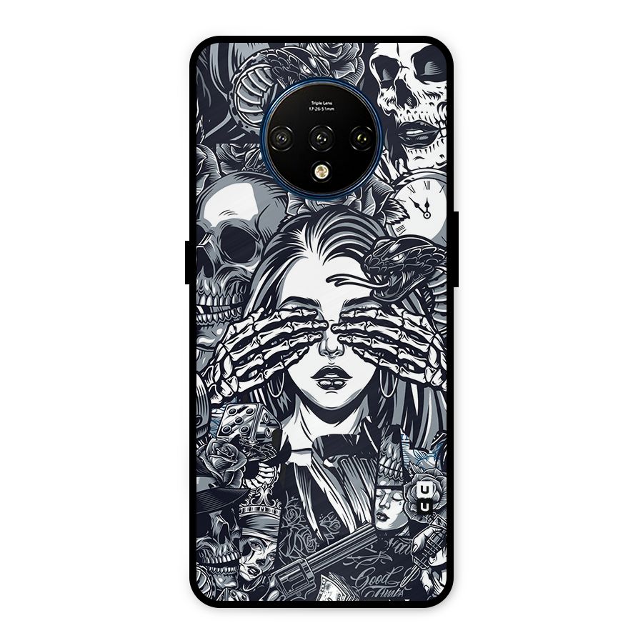 Vintage Skulls and Girl Style Metal Back Case for OnePlus 7T