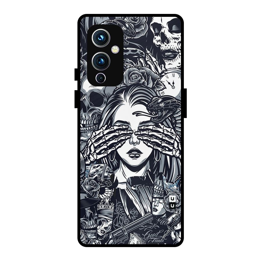 Vintage Skulls and Girl Style Metal Back Case for OnePlus 9