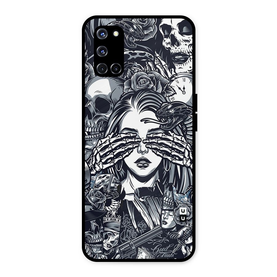 Vintage Skulls and Girl Style Metal Back Case for Oppo A52