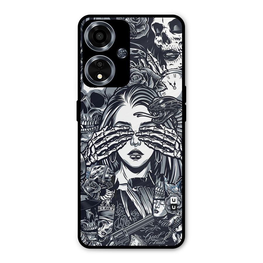 Vintage Skulls and Girl Style Metal Back Case for Oppo A59