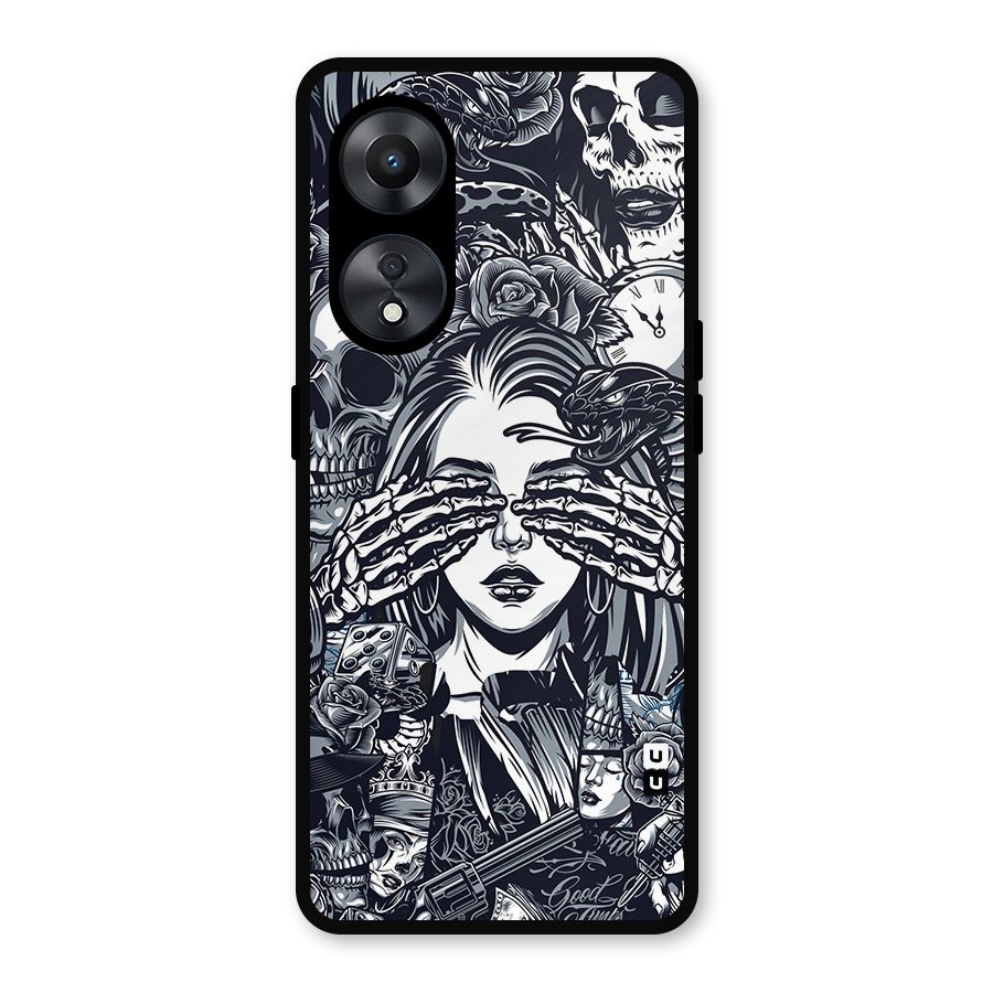 Vintage Skulls and Girl Style Metal Back Case for Oppo A78