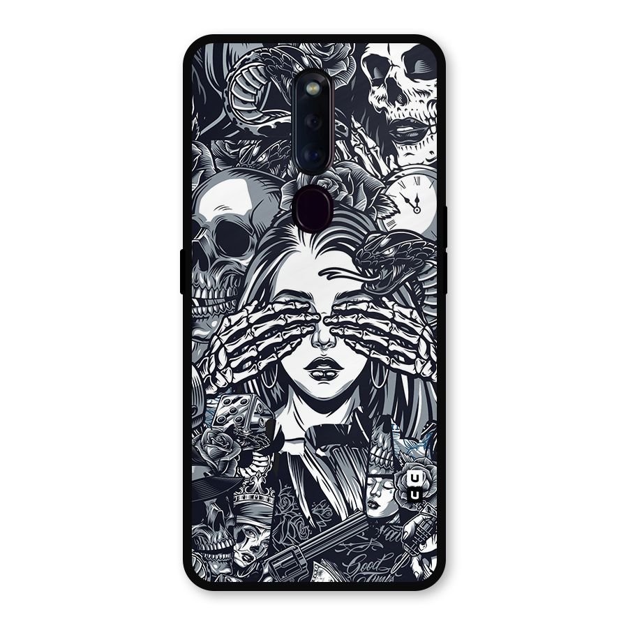 Vintage Skulls and Girl Style Metal Back Case for Oppo F11 Pro