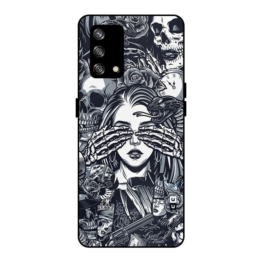 Vintage Skulls and Girl Style Metal Back Case for Oppo F19
