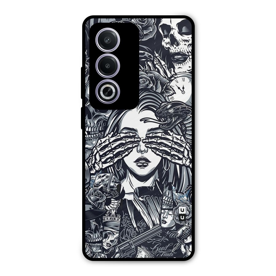 Vintage Skulls and Girl Style Metal Back Case for Oppo K12x
