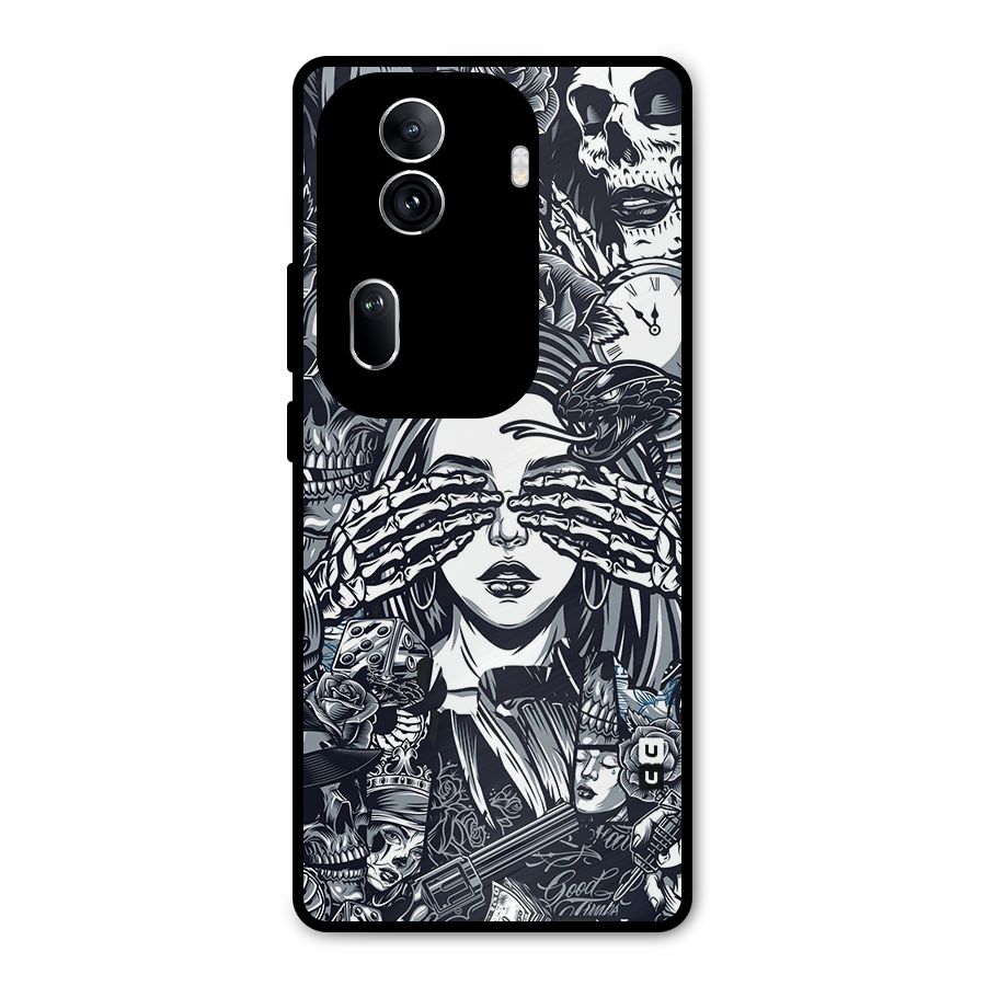 Vintage Skulls and Girl Style Metal Back Case for Oppo Reno11 Pro 5G