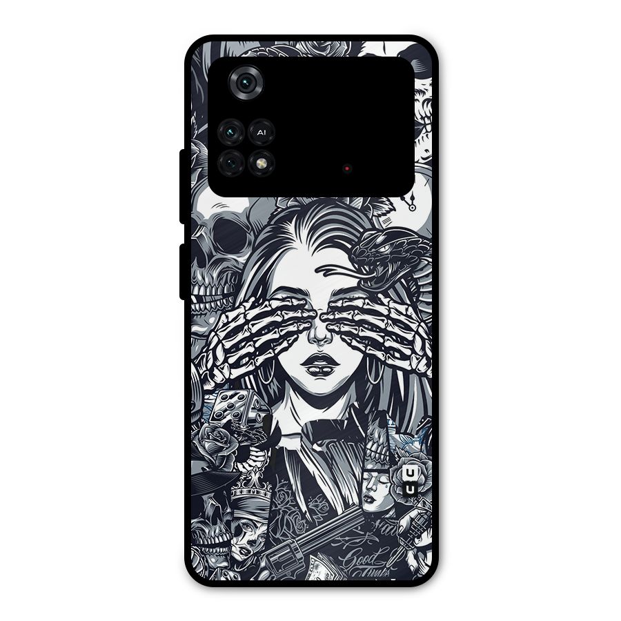 Vintage Skulls and Girl Style Metal Back Case for Poco M4 Pro 4G