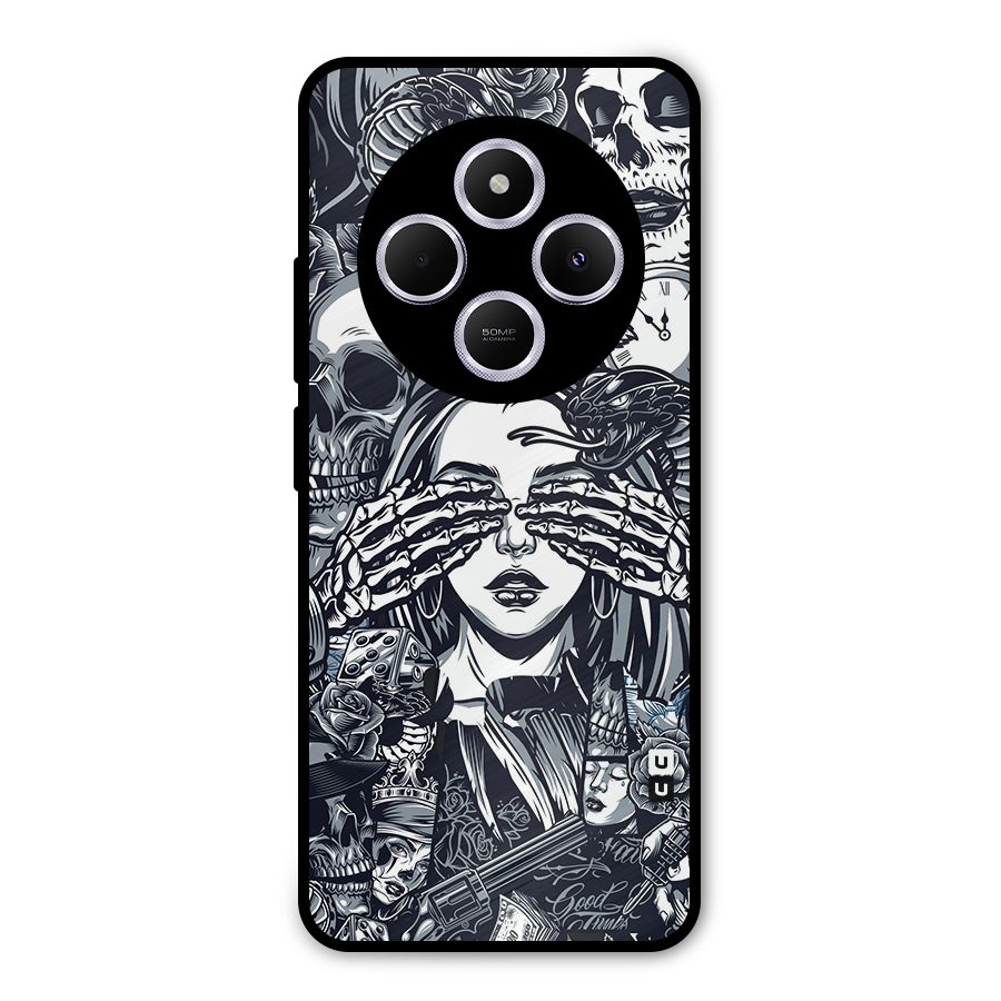 Vintage Skulls and Girl Style Metal Back Case for Poco M7