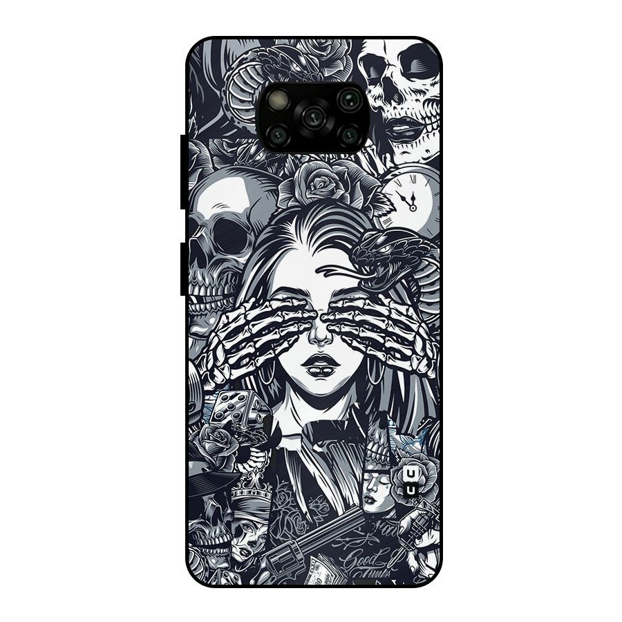 Vintage Skulls and Girl Style Metal Back Case for Poco X3