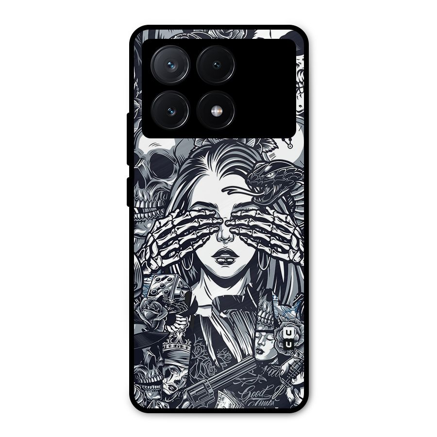 Vintage Skulls and Girl Style Metal Back Case for Poco X6 Pro