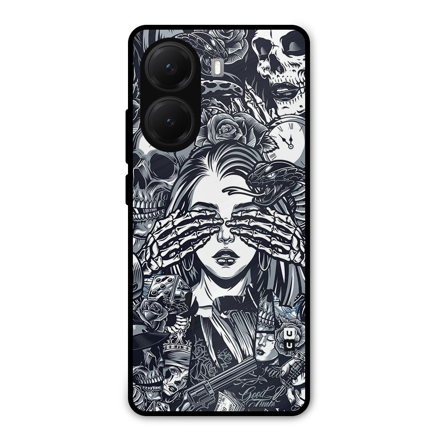 Vintage Skulls and Girl Style Metal Back Case for Poco X7 Pro