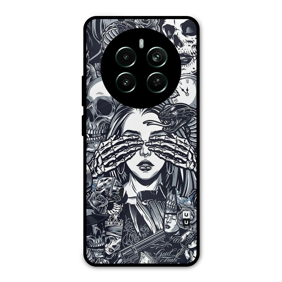 Vintage Skulls and Girl Style Metal Back Case for Realme 12 Pro Plus
