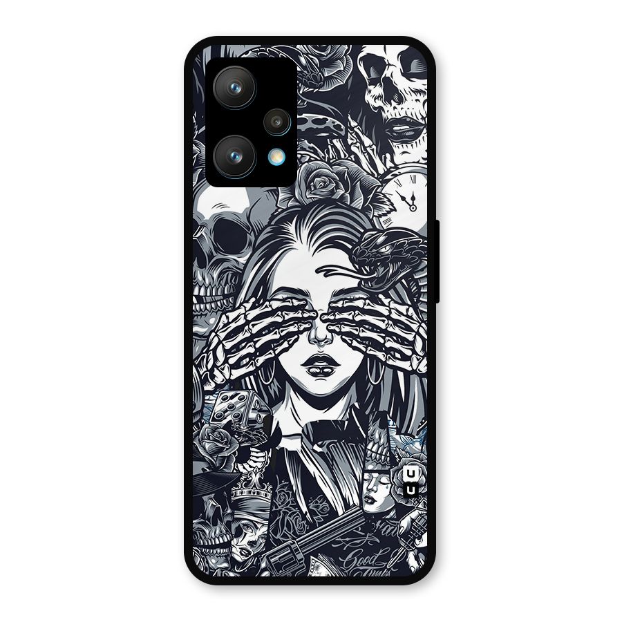 Vintage Skulls and Girl Style Metal Back Case for Realme 9