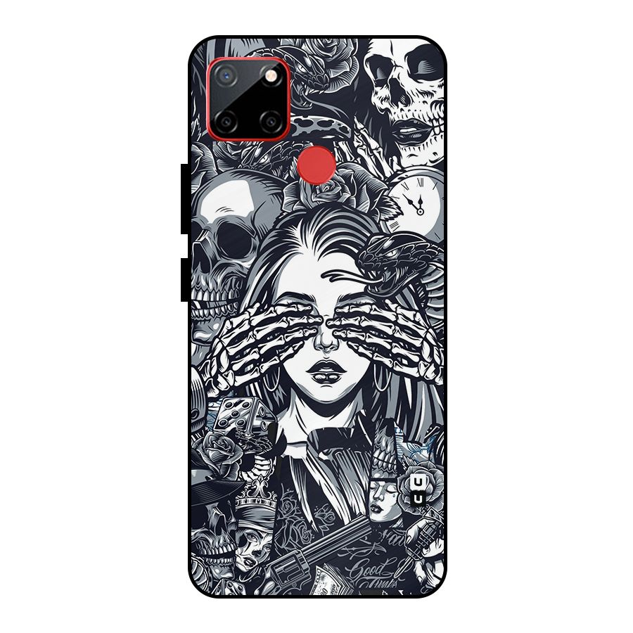 Vintage Skulls and Girl Style Metal Back Case for Realme C12