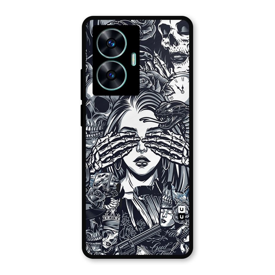 Vintage Skulls and Girl Style Metal Back Case for Realme Narzo N55