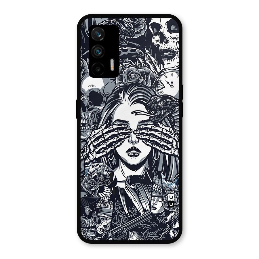 Vintage Skulls and Girl Style Metal Back Case for Realme X7 Max
