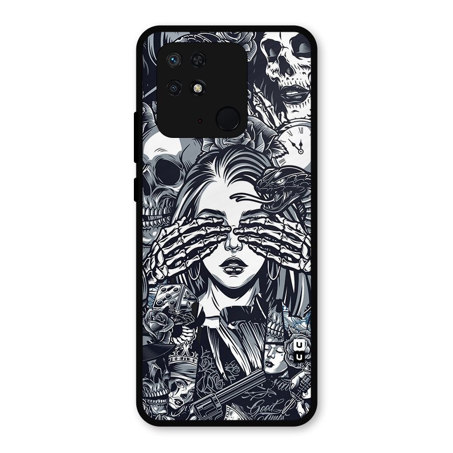 Vintage Skulls and Girl Style Metal Back Case for Redmi 10 Power