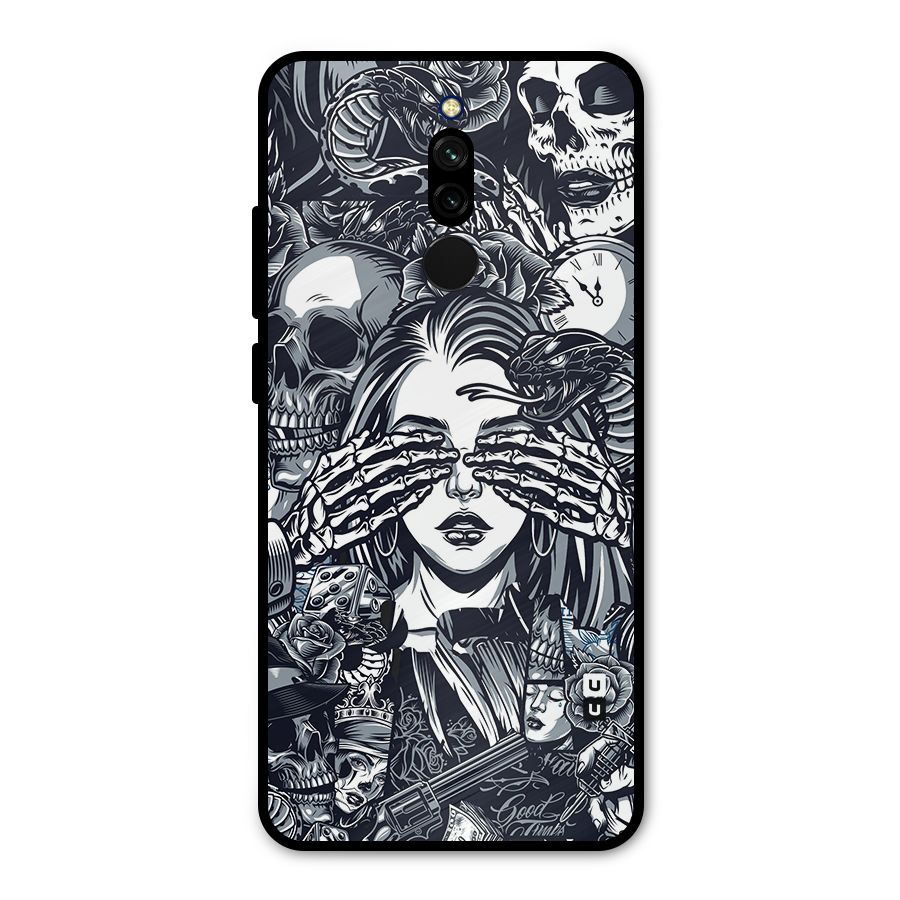 Vintage Skulls and Girl Style Metal Back Case for Redmi 8