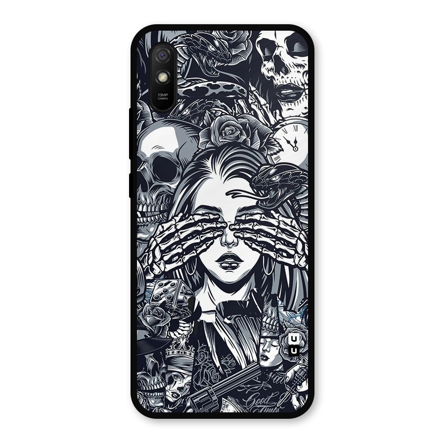 Vintage Skulls and Girl Style Metal Back Case for Redmi 9a