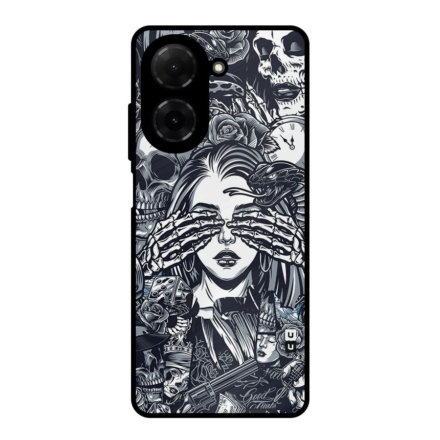 Vintage Skulls and Girl Style Metal Back Case for Redmi A5 4G
