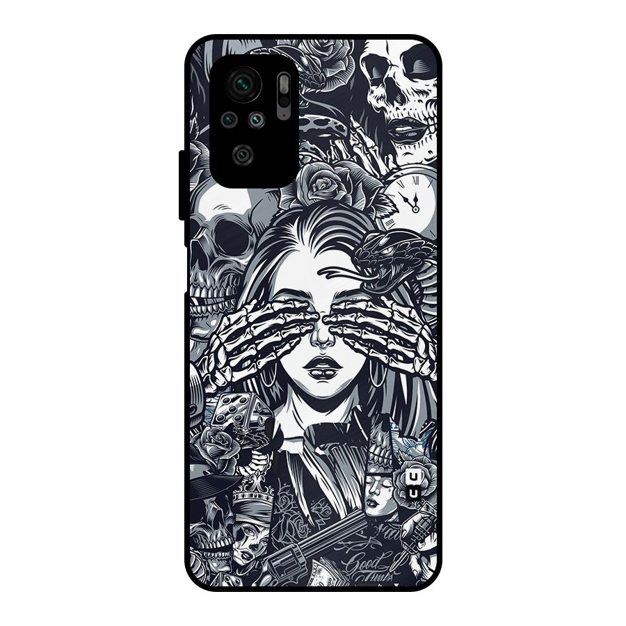 Vintage Skulls and Girl Style Metal Back Case for Redmi Note 10S