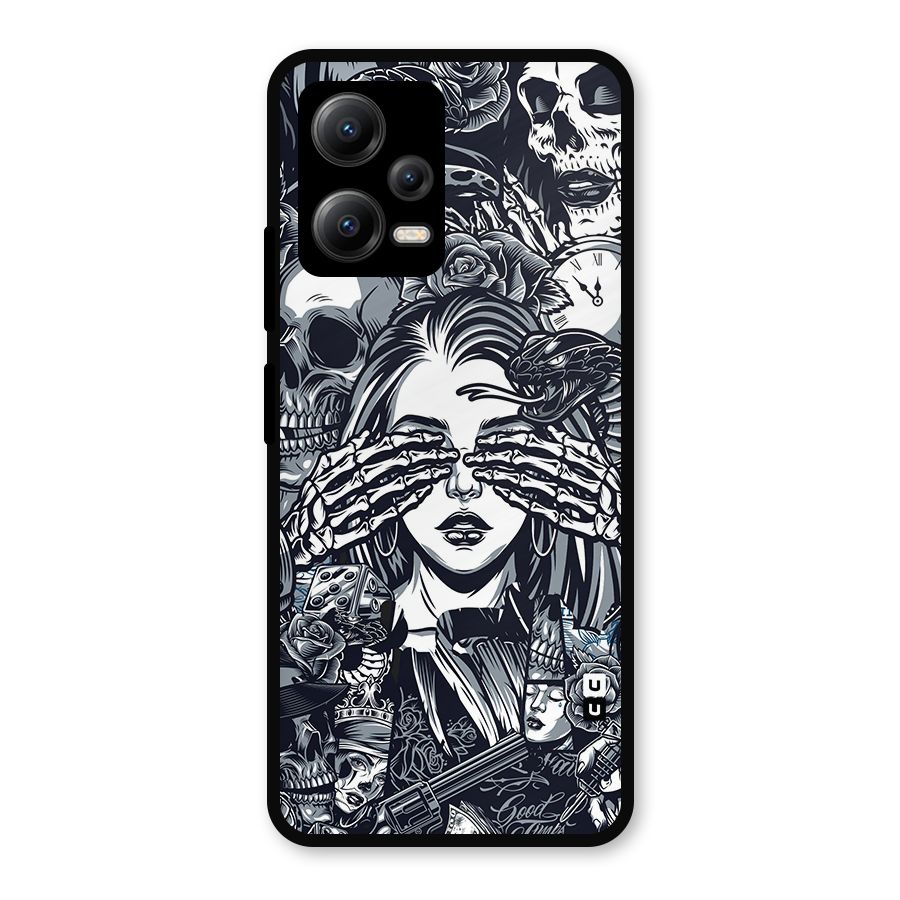 Vintage Skulls and Girl Style Metal Back Case for Redmi Note 12 5G