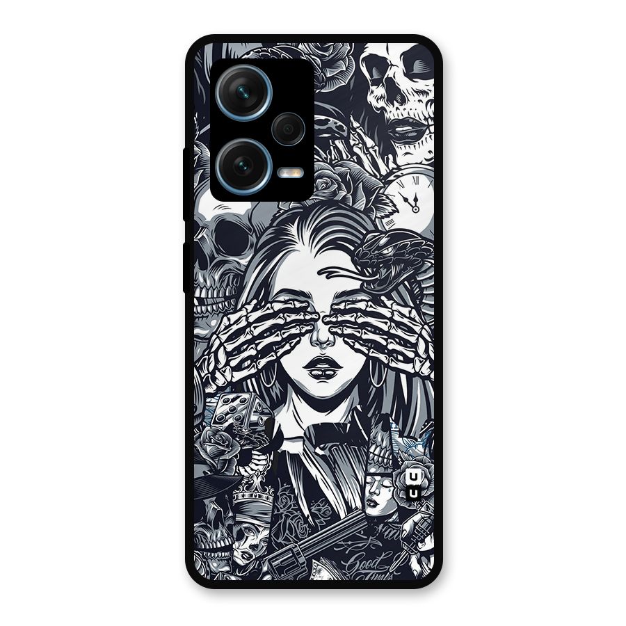 Vintage Skulls and Girl Style Metal Back Case for Redmi Note 12 Pro Plus 5G